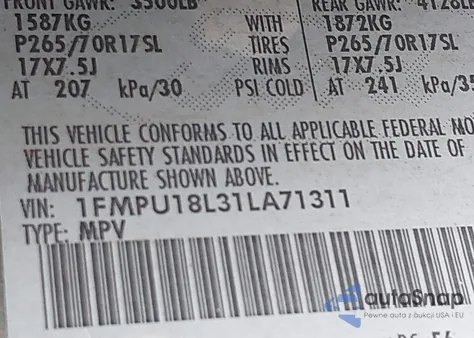 2001 Ford Expedition Eddie Bauer from USA, damaged, VIN 1FMPU18L31LA71311